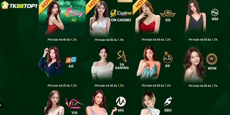 Giao diện hấp dẫn của sảnh game casino đầy sinh động